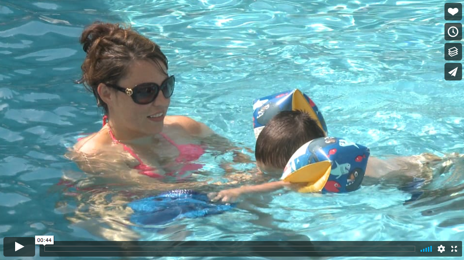 pool video mother and son